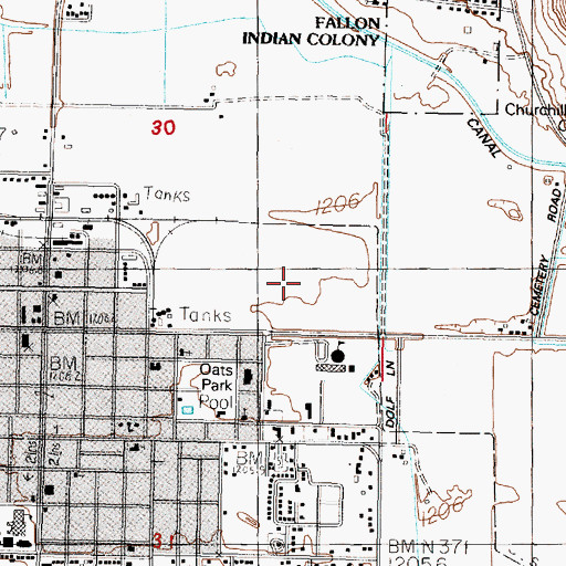 Topographic Map of Banner Churchill Community Hospital, NV