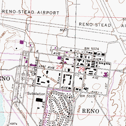 Topographic Map of Reno-Stead, NV