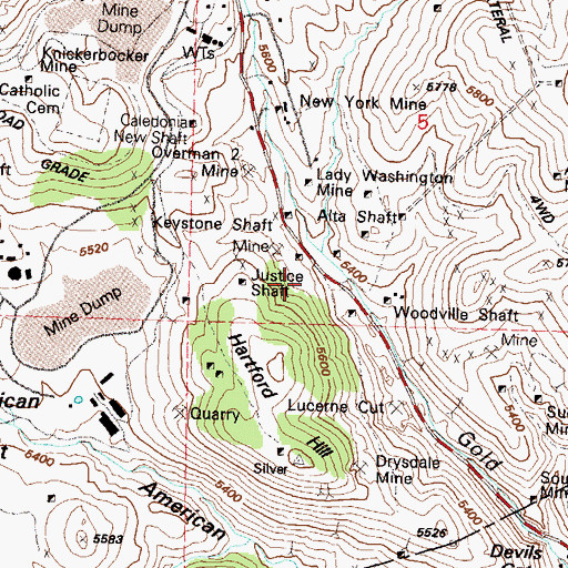Topographic Map of Lower Gold Hill (historical), NV
