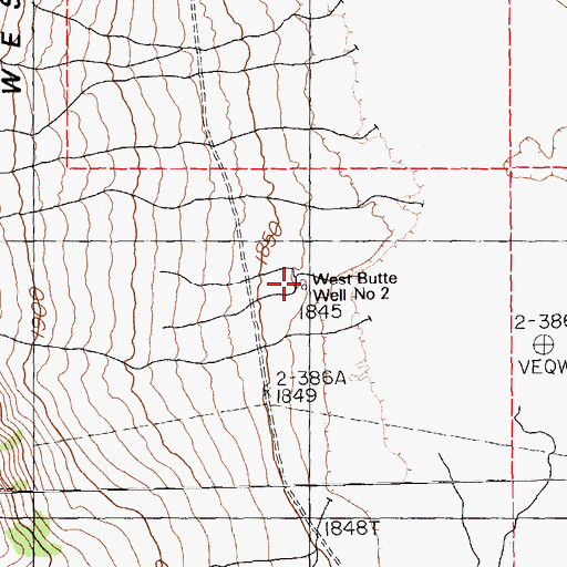Topographic Map of West Butte Well Number 2, NV