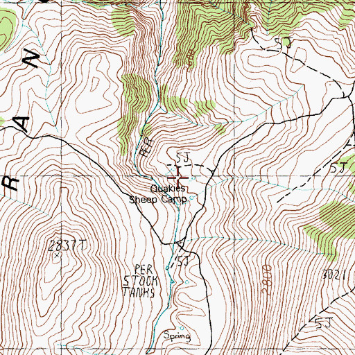 Topographic Map of Quakies Sheep Camp, NV