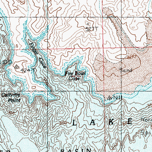 Topographic Map of Fire Bowl Cove, NV