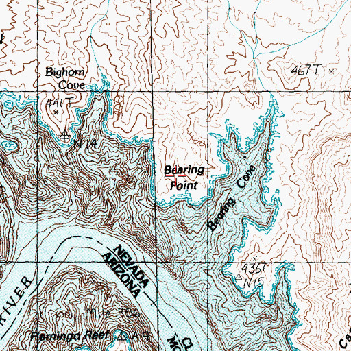 Topographic Map of Bearing Point, NV