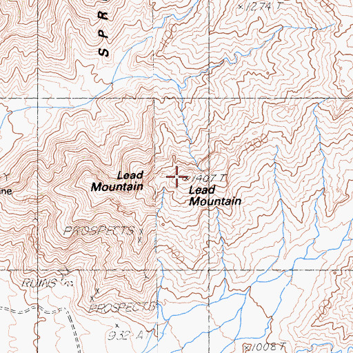 Topographic Map of Lead Mountain, NV
