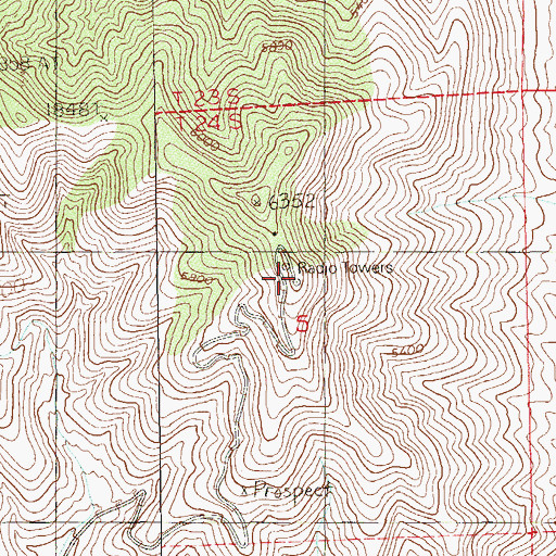 Topographic Map of Potosi Tower, NV