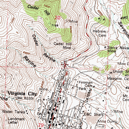Topographic Map of Union Consolidated Mine, NV