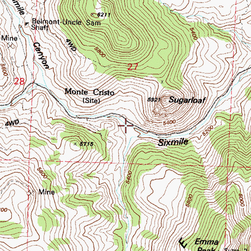 Topographic Map of The Express Mill (historical), NV