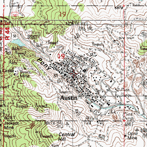 Topographic Map of Reveille Mine, NV