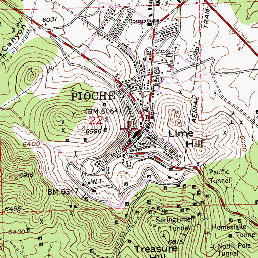 Topographic Map of Manhattan Mill (historical), NV