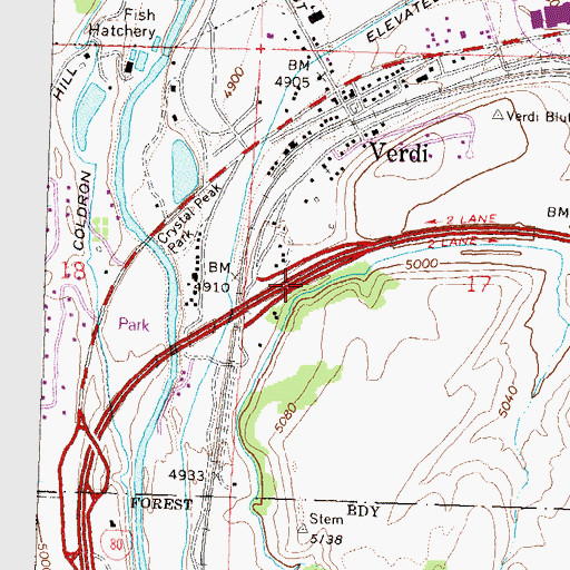 Topographic Map of Verdi Interchange, NV