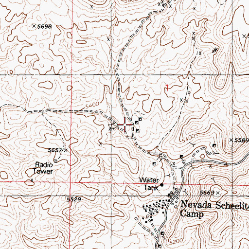Topographic Map of Yankee Girl Mine, NV