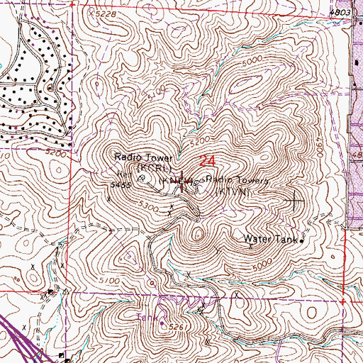 Topographic Map of KTVN Radio Tower, NV