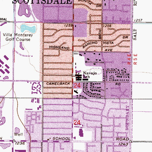 Topographic Map of Navajo Elementary School, AZ