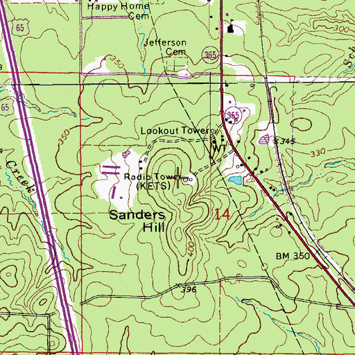 Topographic Map of KIPR-FM (Pine Bluff), AR