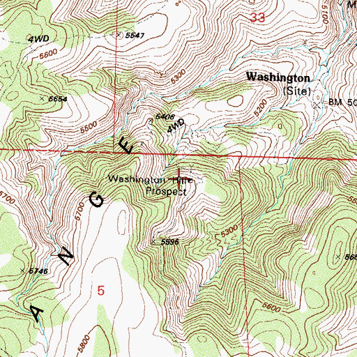 Topographic Map of Washington Hill Prospect, NV