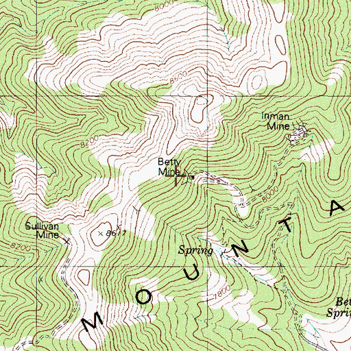 Topographic Map of Betty Mine, NV