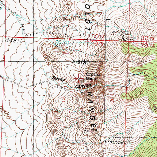 Topographic Map of Oreana Mine, NV