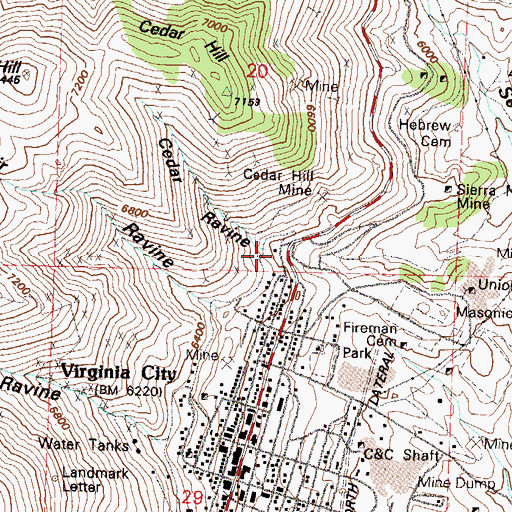 Topographic Map of Cedar Ravine, NV