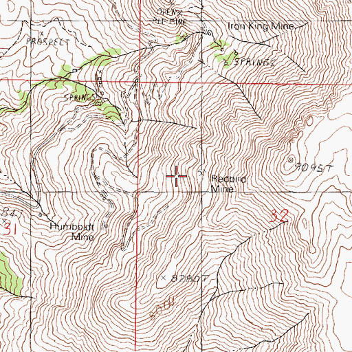 Topographic Map of Redbird Mine, NV