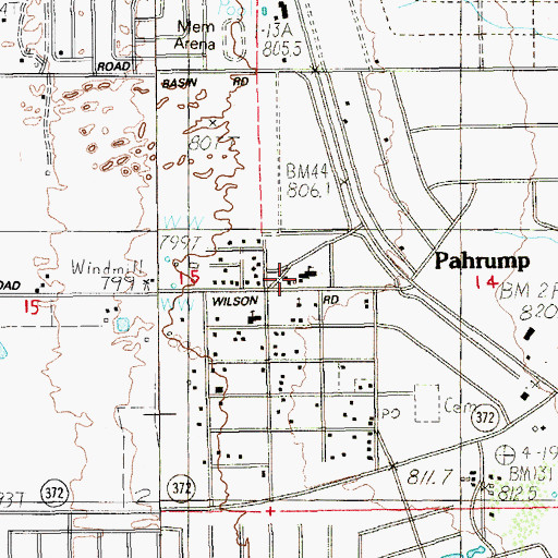 Topographic Map of Pahrump Intermediate School, NV