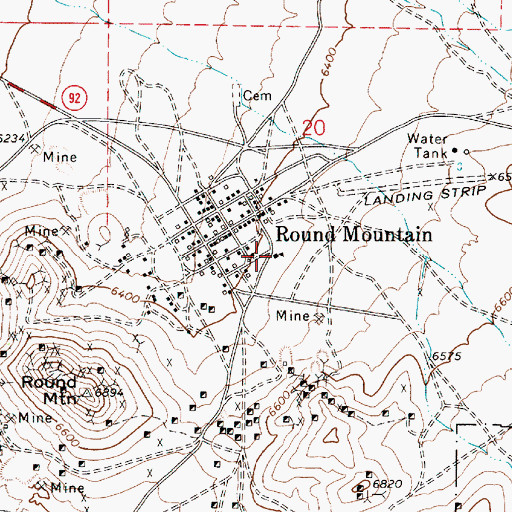 Topographic Map of Round Mountain Elementary School, NV