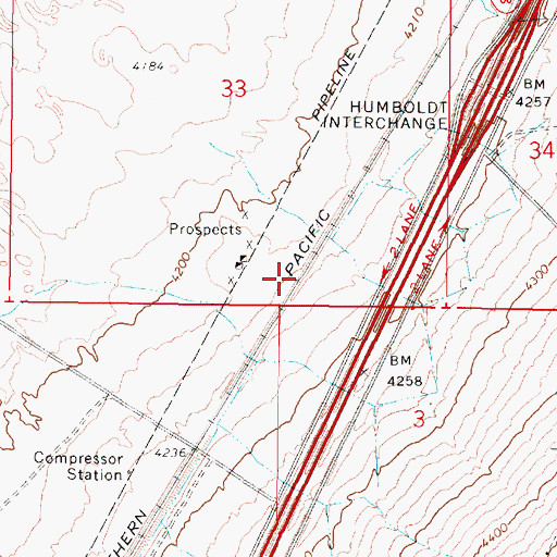 Topographic Map of Humboldt Siding, NV