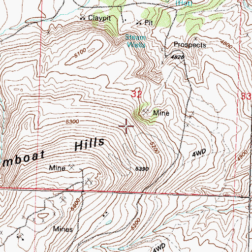Topographic Map of Steamboat Springs Mining District, NV