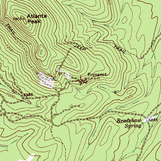 Topographic Map of Bradshaw Mine, NV