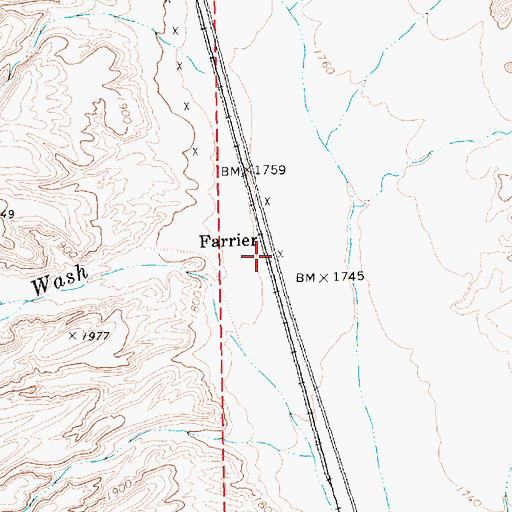 Topographic Map of Farrier, NV