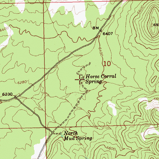 Topographic Map of Horse Corral Spring, NV
