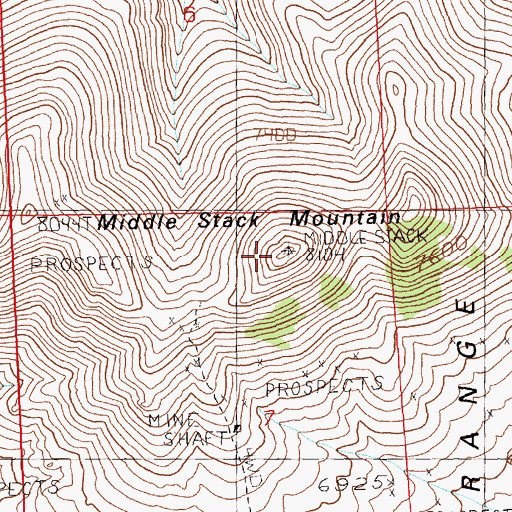 Topographic Map of Middle Stack Mountain, NV