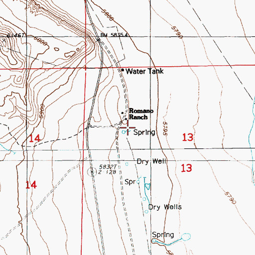 Topographic Map of Romano Ranch, NV