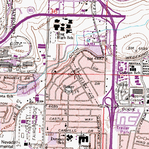 Topographic Map of Auburn (historical), NV