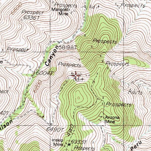 Topographic Map of Henning Mine, NV