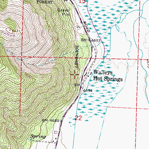 Topographic Map of Walleys Hot Springs, NV