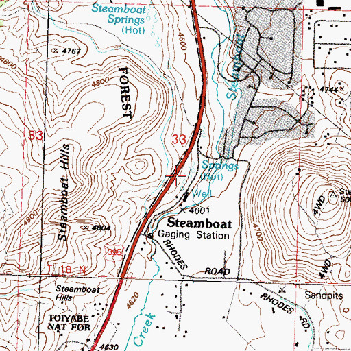 Topographic Map of Reno Hot Springs, NV