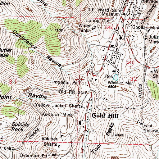 Topographic Map of The Divide, NV