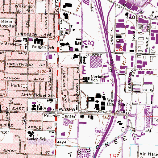 Topographic Map of Roger Corbett Elementary School, NV
