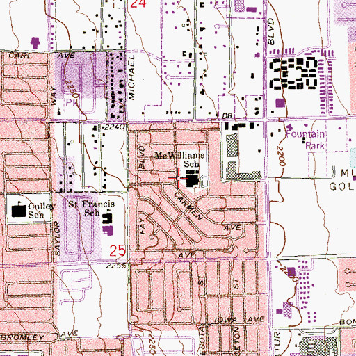 Topographic Map of J T McWilliams Elementary School, NV