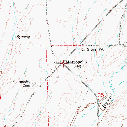 Topographic Map of Metropolis (historical), NV