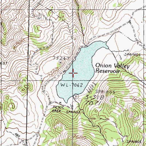 Topographic Map of Onion Valley Reservoir, NV