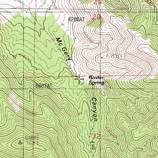 Topographic Map of Baxter Spring, NV