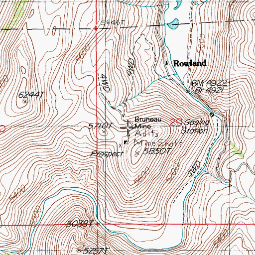 Topographic Map of Bruneau Mine, NV