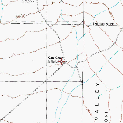 Topographic Map of Cow Camp, NV