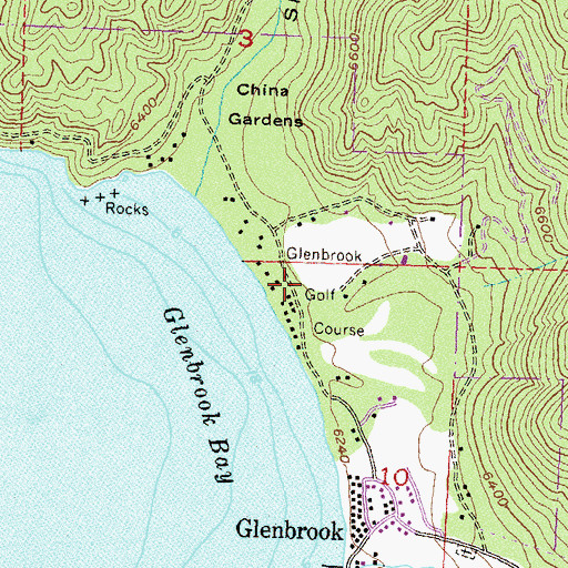 Topographic Map of Glenbrook Golf Course, NV