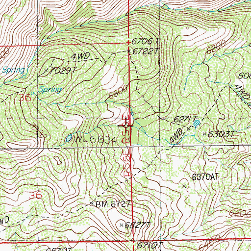 Topographic Map of Humphries Cabin, NV