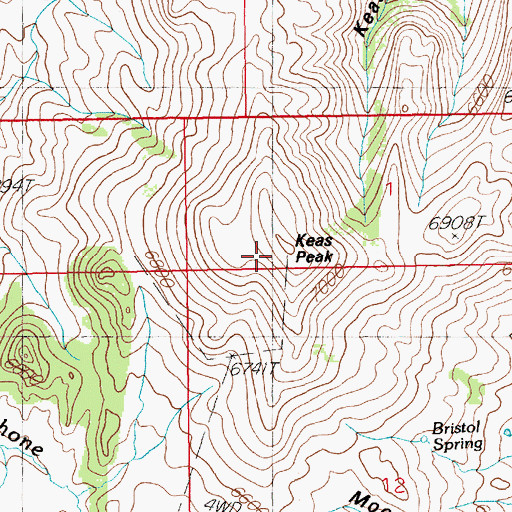 Topographic Map of Keas Peak, NV