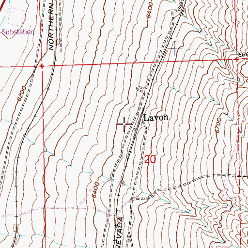 Topographic Map of Lavon, NV
