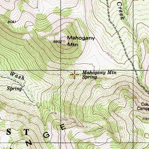 Topographic Map of Mahogany Mountain Spring, NV