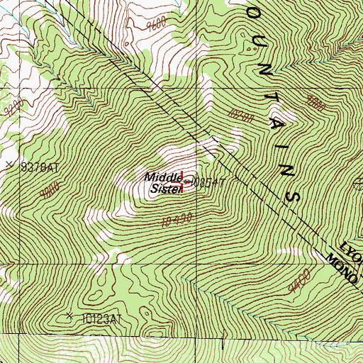 Topographic Map of Middle Sister, NV